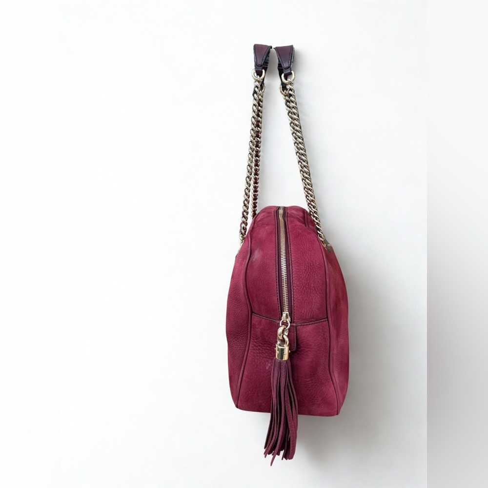 GUCCI Limited Edition Soho Chain Shoulder Bag - Burgundy Nubuck Suede -with COA - Picture 7 of 16